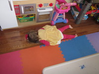 Sleepy on the hardwood floor